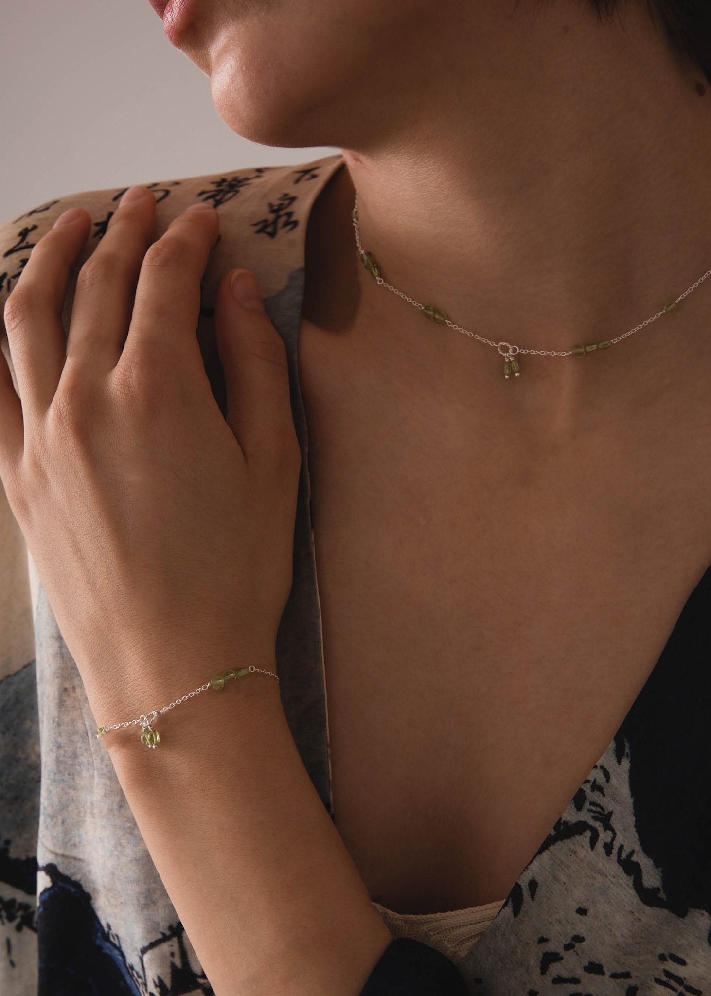 Eiffel halskedja med Peridot - silver