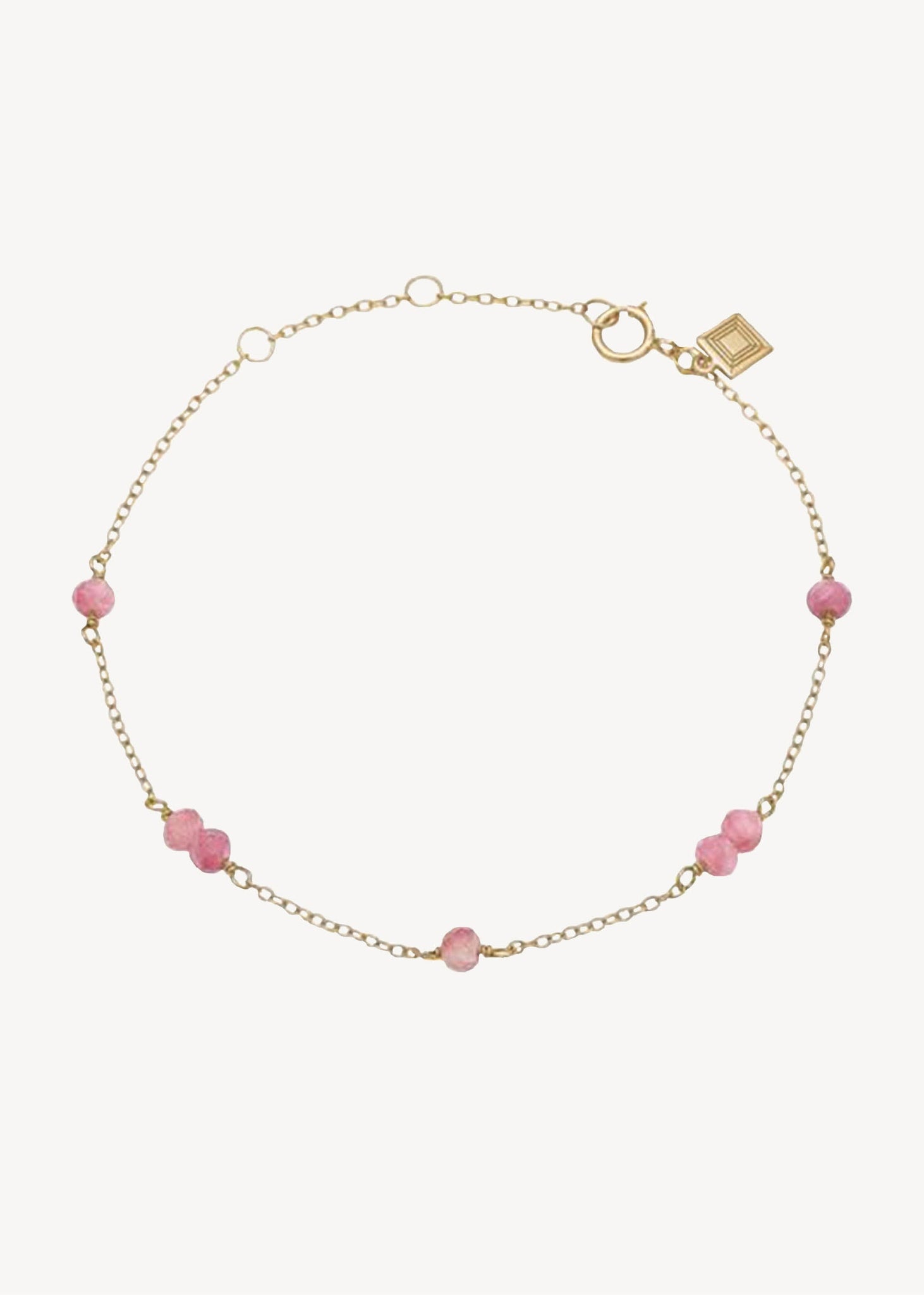 Sødt armbånd i guldbelagt sterling sølv med lyserøde turmalin ædelsten til kvinder, perfekt gave til hende med oktobers fødselssten