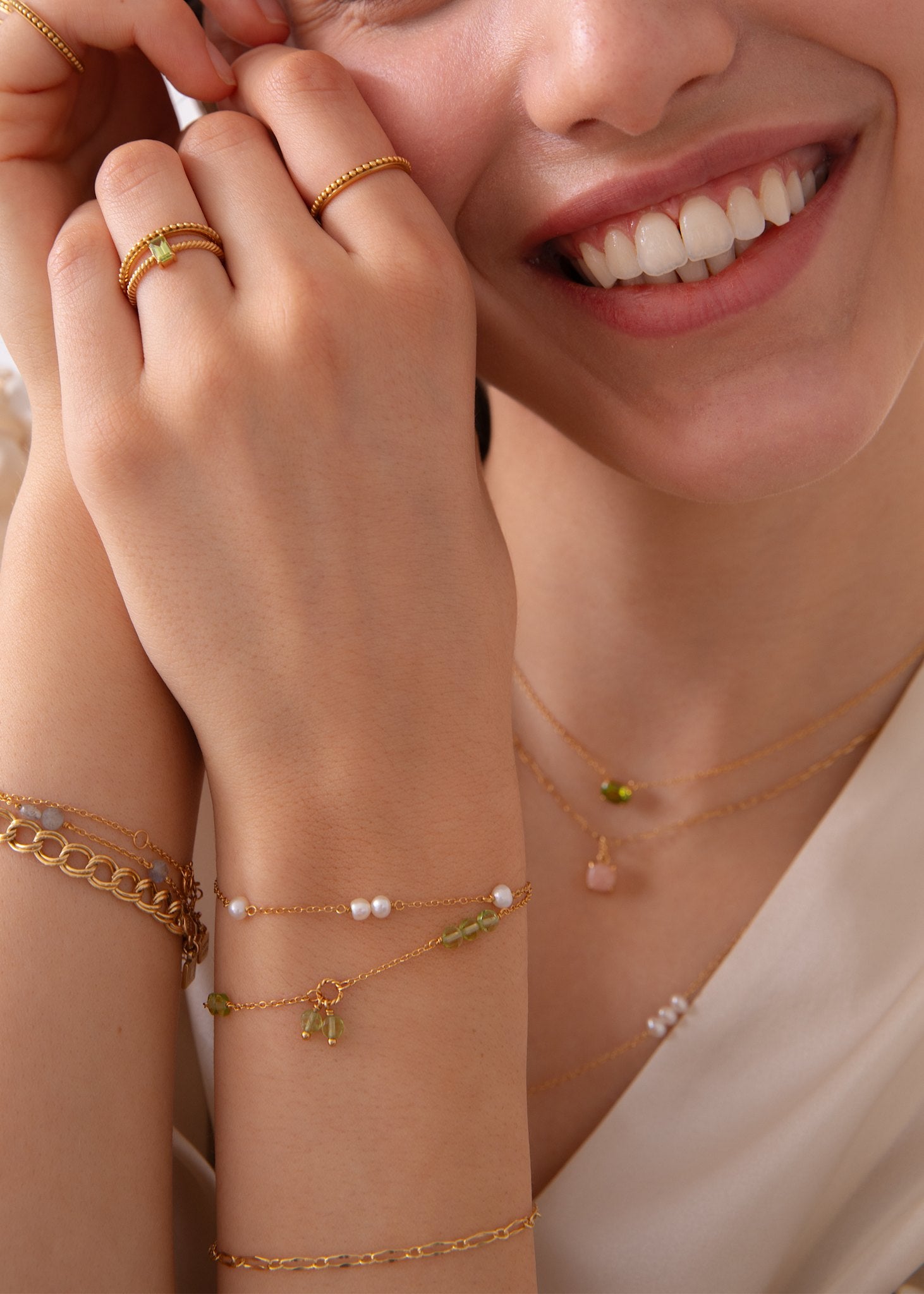 Eiffel armband med Peridot - guldpläterad