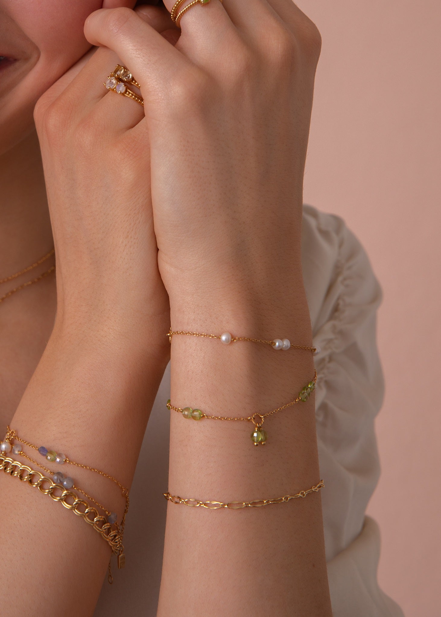 Eiffel armband med Peridot - guldpläterad