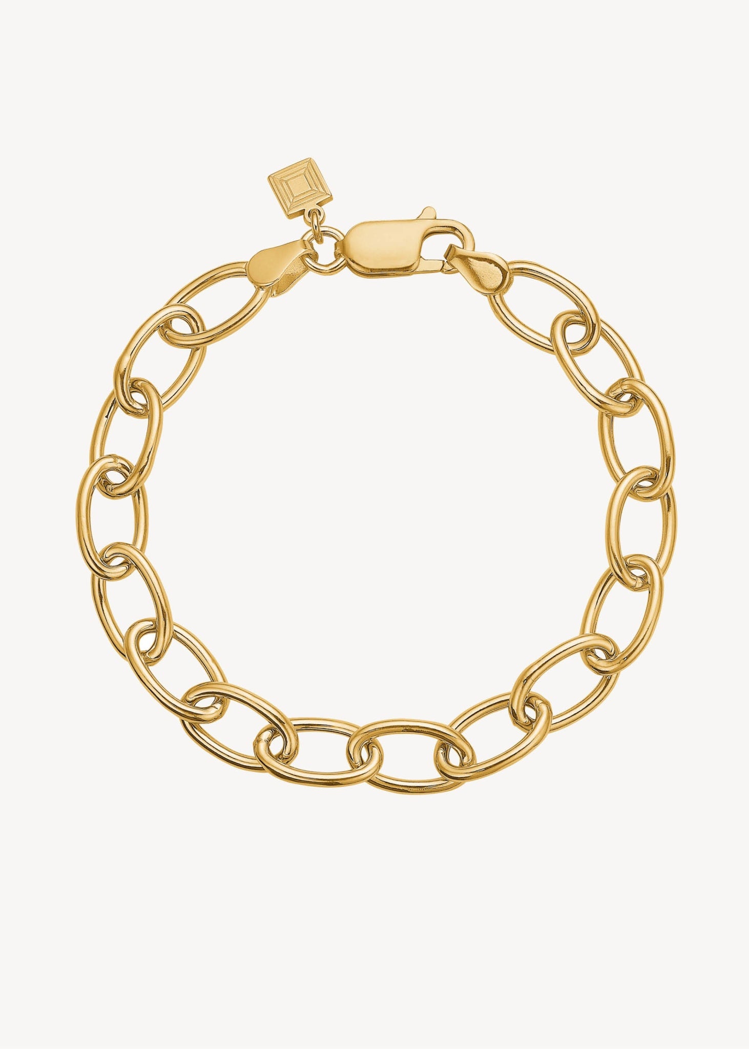 Chunky armbånd til mænd og kvinder i guldbelagt sterling sølv med oval belcher kæde og spring lås, perfekt gave til hende under 800 kr