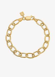 Chunky armbånd til mænd og kvinder i guldbelagt sterling sølv med oval belcher kæde og spring lås, perfekt gave til hende under 800 kr