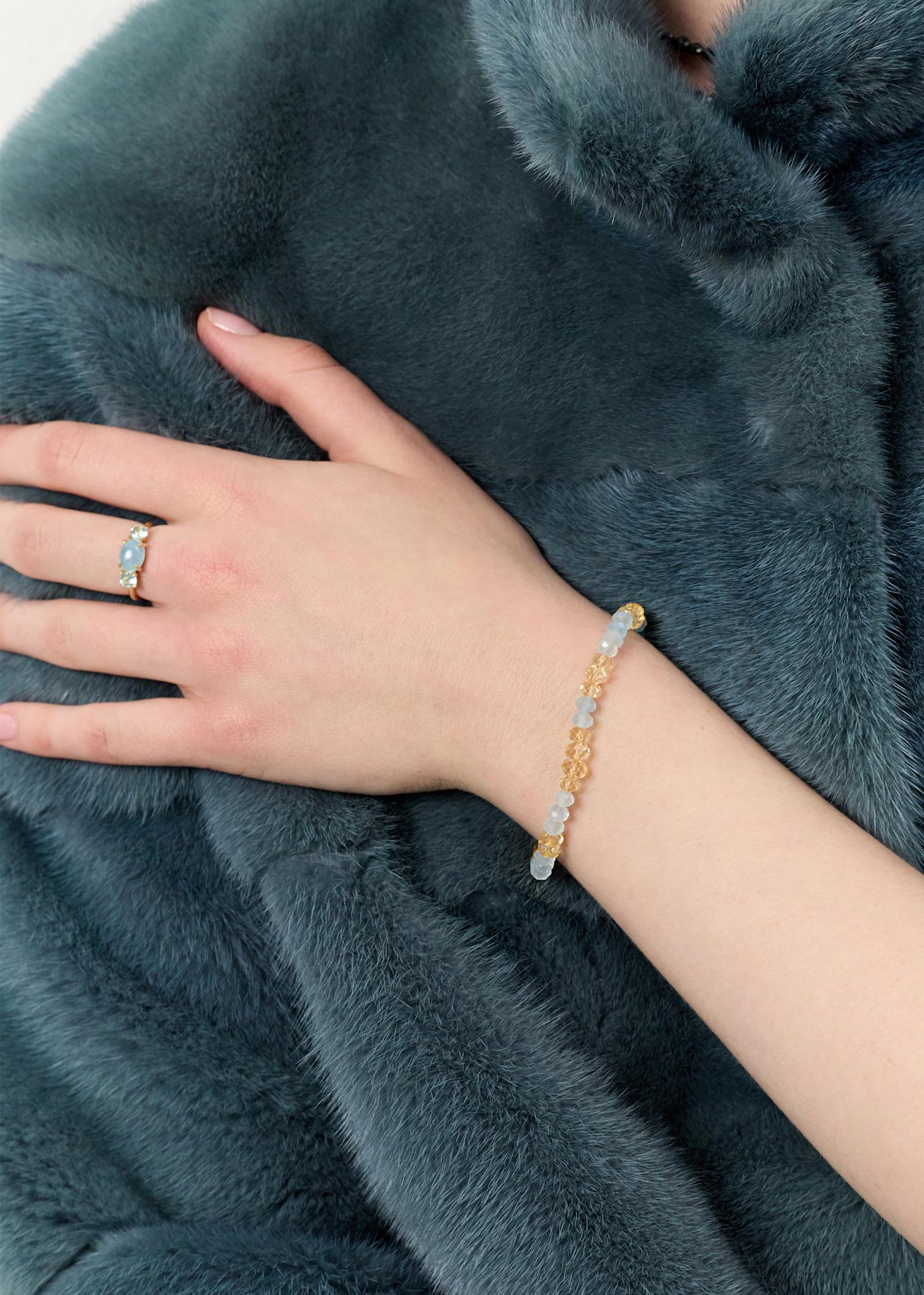 Estee armband med akvamarin och citrin - guldpläterad