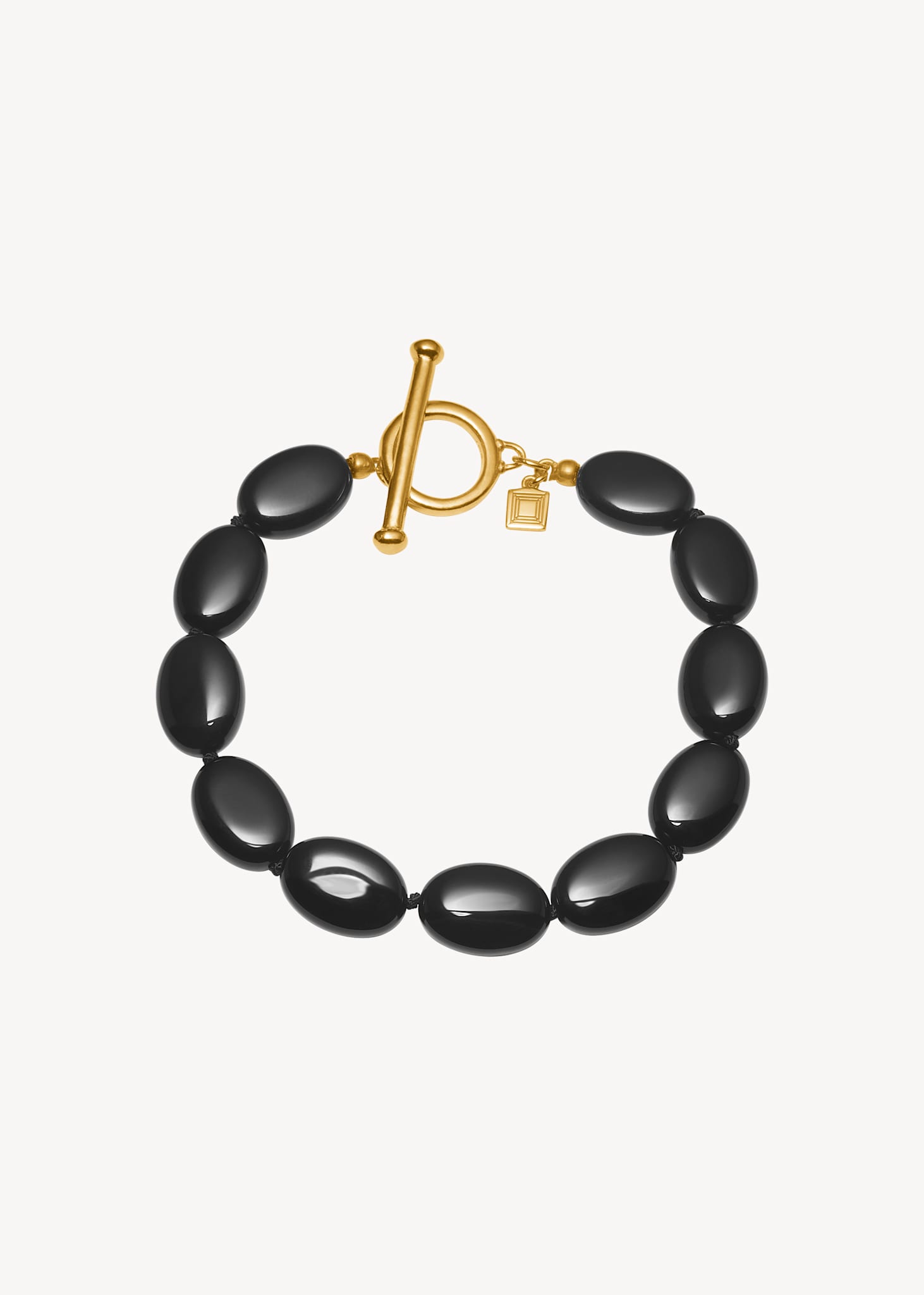 Dragee Midi armband med svart agat - guldpläterad