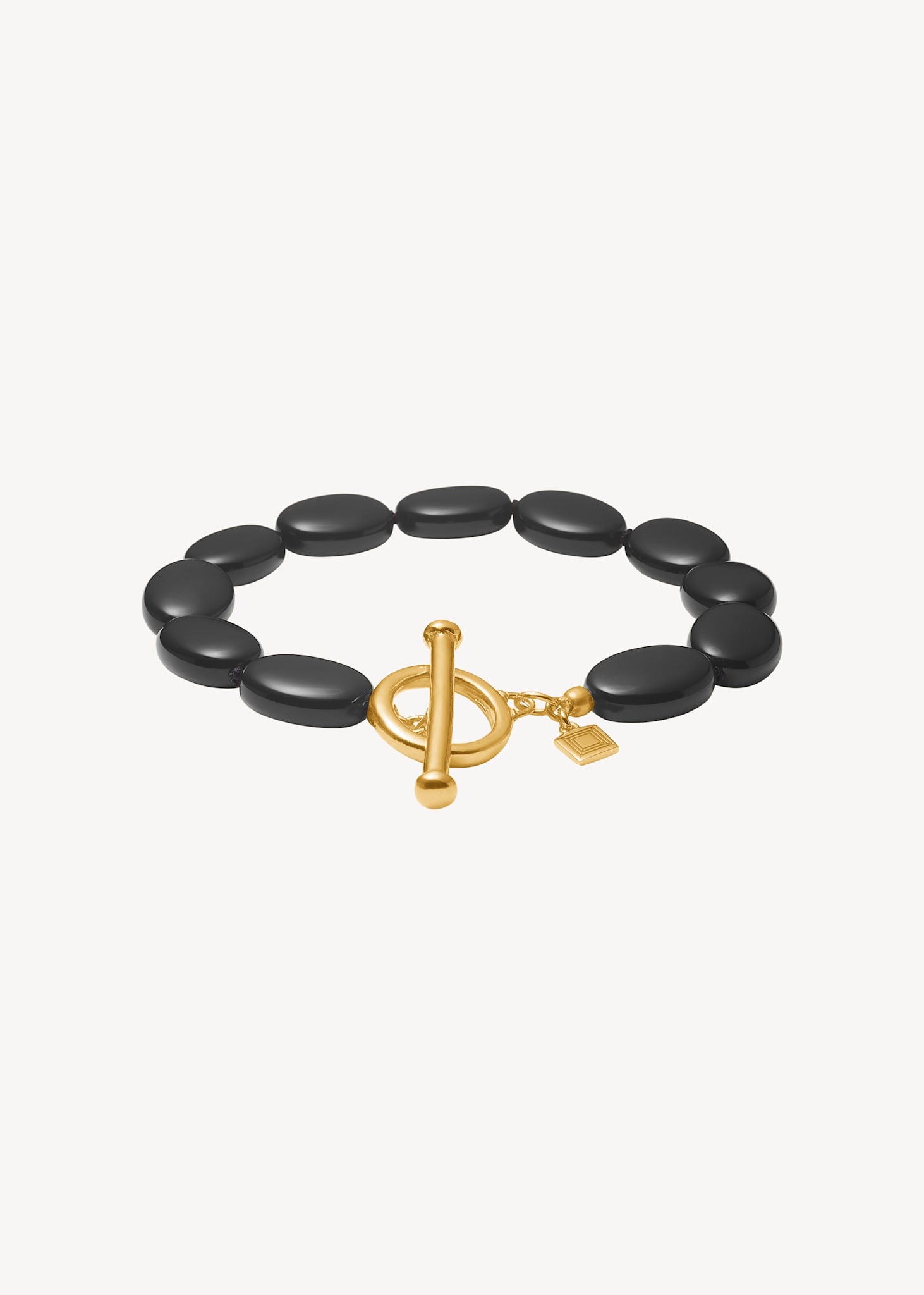 Dragee Midi armband med svart agat - guldpläterad