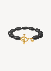 Dragee Midi armband med svart agat - guldpläterad