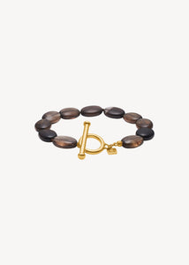 Dragee Midi armband med Rök Kvarts - guldpläterad