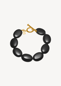 Dragee Maxi armband med svart agat - guldpläterad