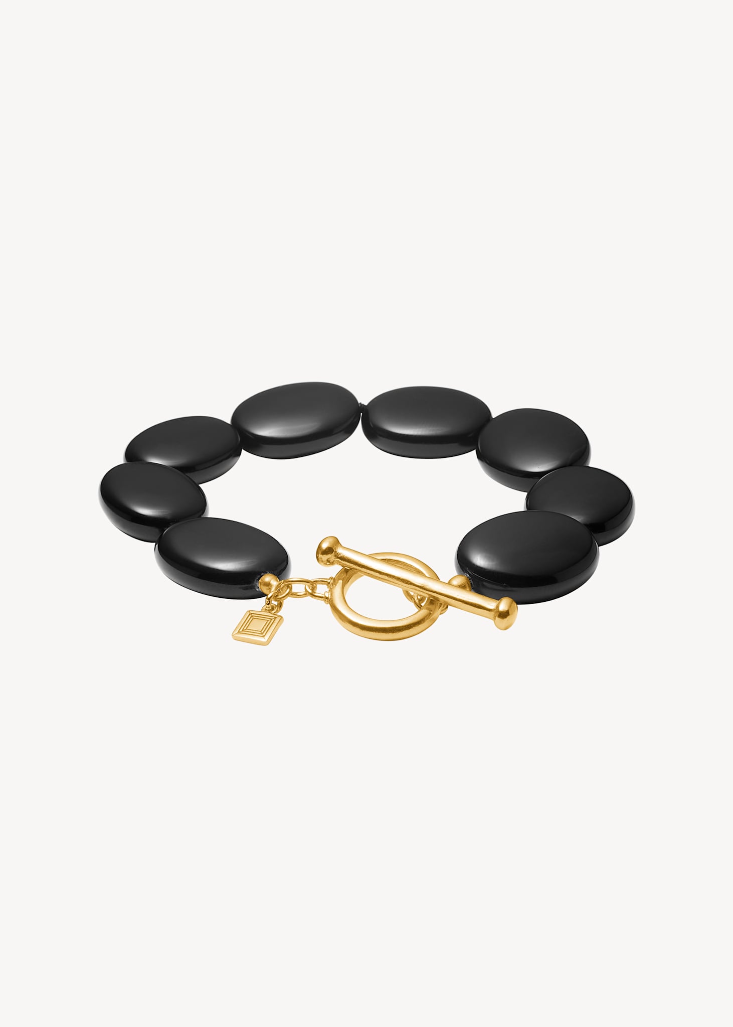 Dragee Maxi armband med svart agat - guldpläterad