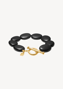 Dragee Maxi armband med svart agat - guldpläterad