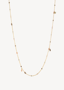 Del Mar halsband med månsten, rökkvarts och labradorit 60 cm - guldpläterad
