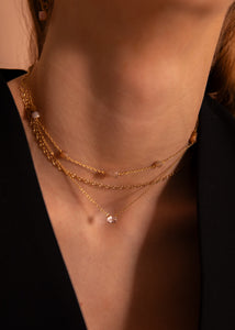 Ava halsband med solsten - guldpläterad