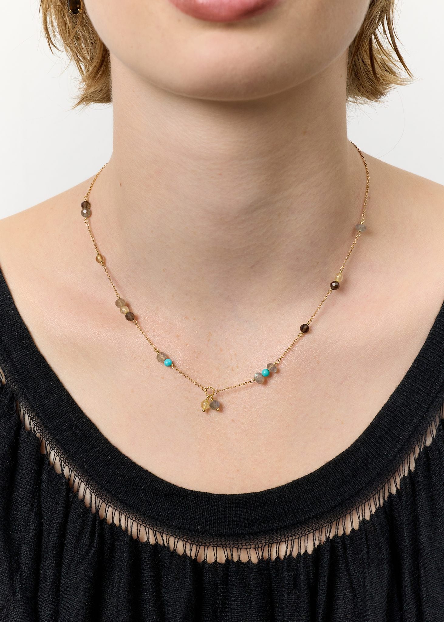 Eiffel halsband med ädelstenar  - guldpläterad