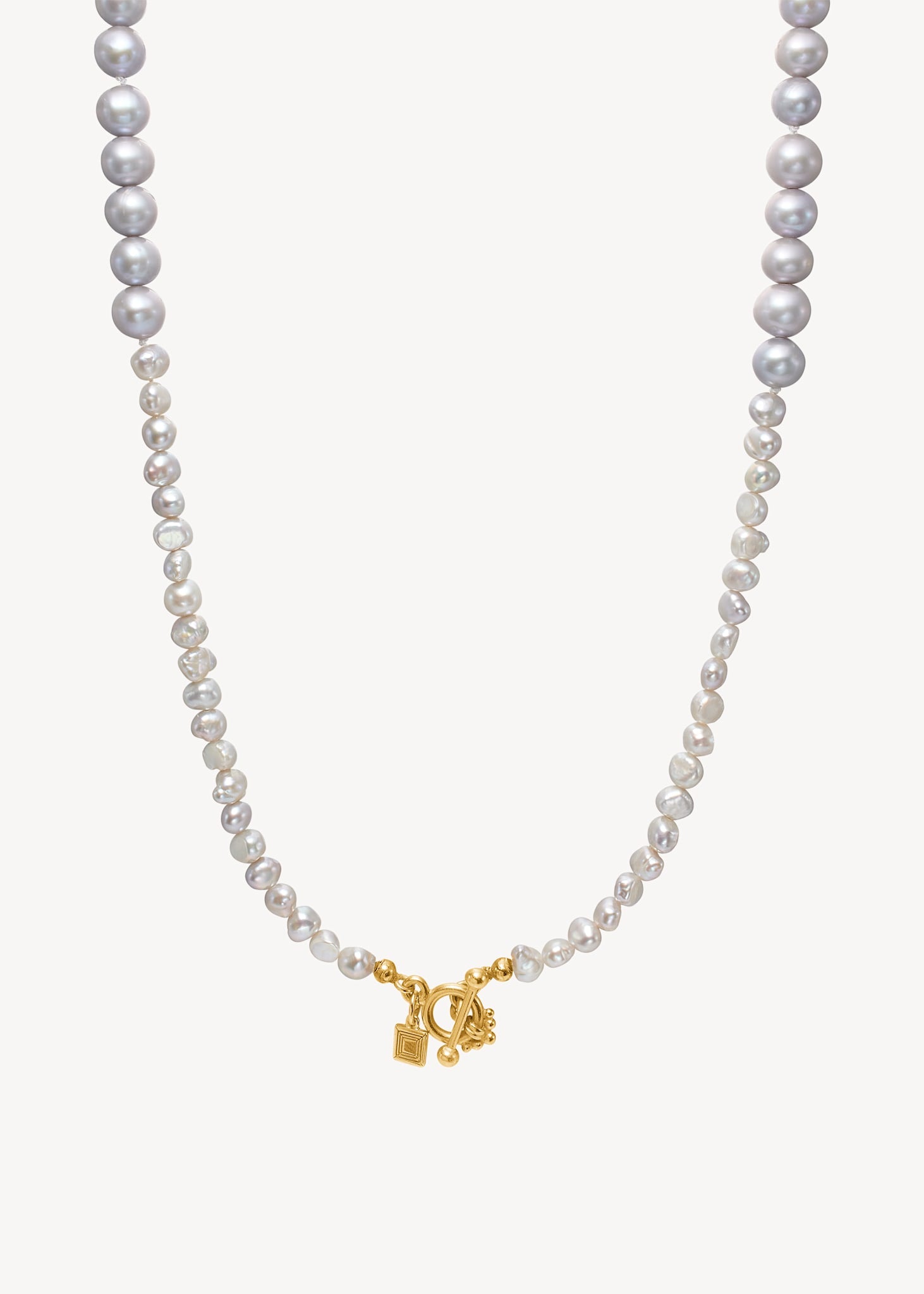 Lotus halsband med Grå Pärlor - guldpläterad