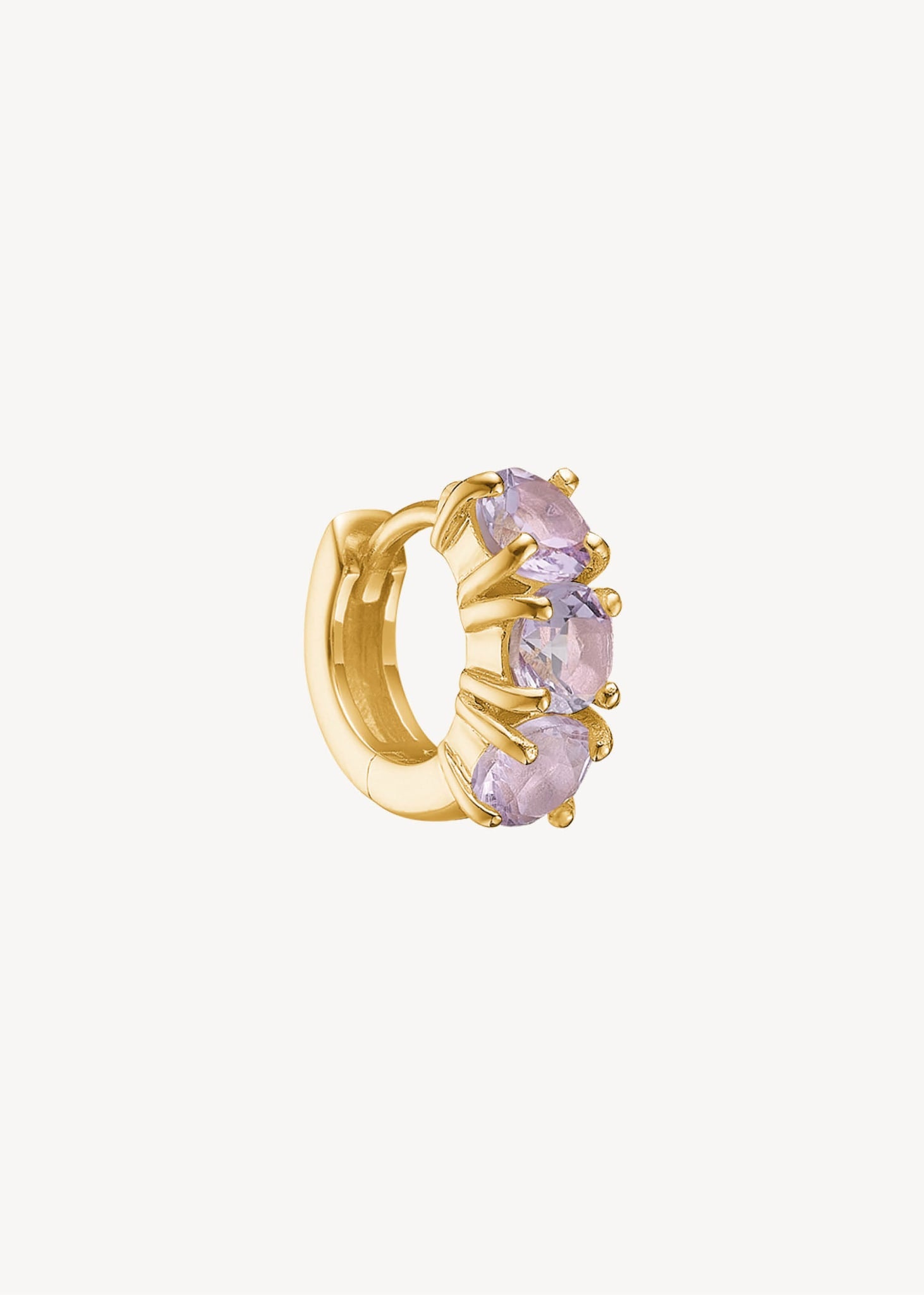 Gem huggie hoops med lilla ametyst ædelsten i guldbelagt sterling sølv, perfekt huggie hoop med sten til ham og hende