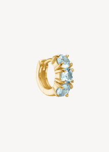 Gem huggie hoops med blå topas ædelsten i guldbelagt sterling sølv, elegant chunky gem huggie hoop med blå sten til ham og hende til festen og konfirmation
