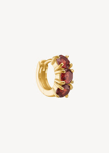 Gem huggie hoops med rød granat ædelsten i guldbelagt sterling sølv, perfekt gem huggie hoop med sten til ham og hende til festen