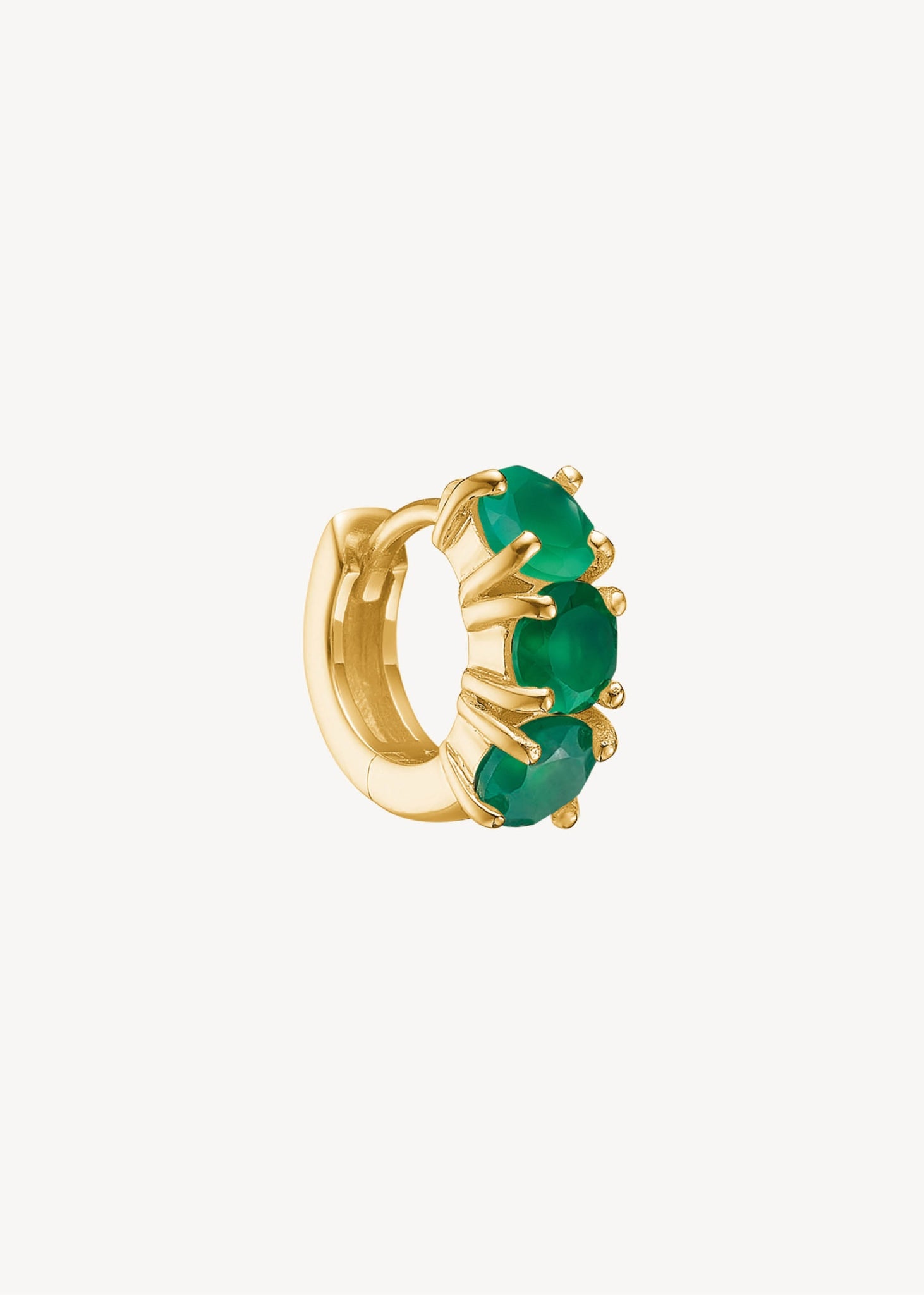 Gem huggie hoops med grønne agat ædelsten i guldbelagt sterling sølv, elegant chunky gem huggie hoop med grønne sten til ham og hende til festen