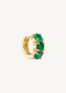 Gem huggie hoops med grønne agat ædelsten i guldbelagt sterling sølv, elegant chunky gem huggie hoop med grønne sten til ham og hende til festen