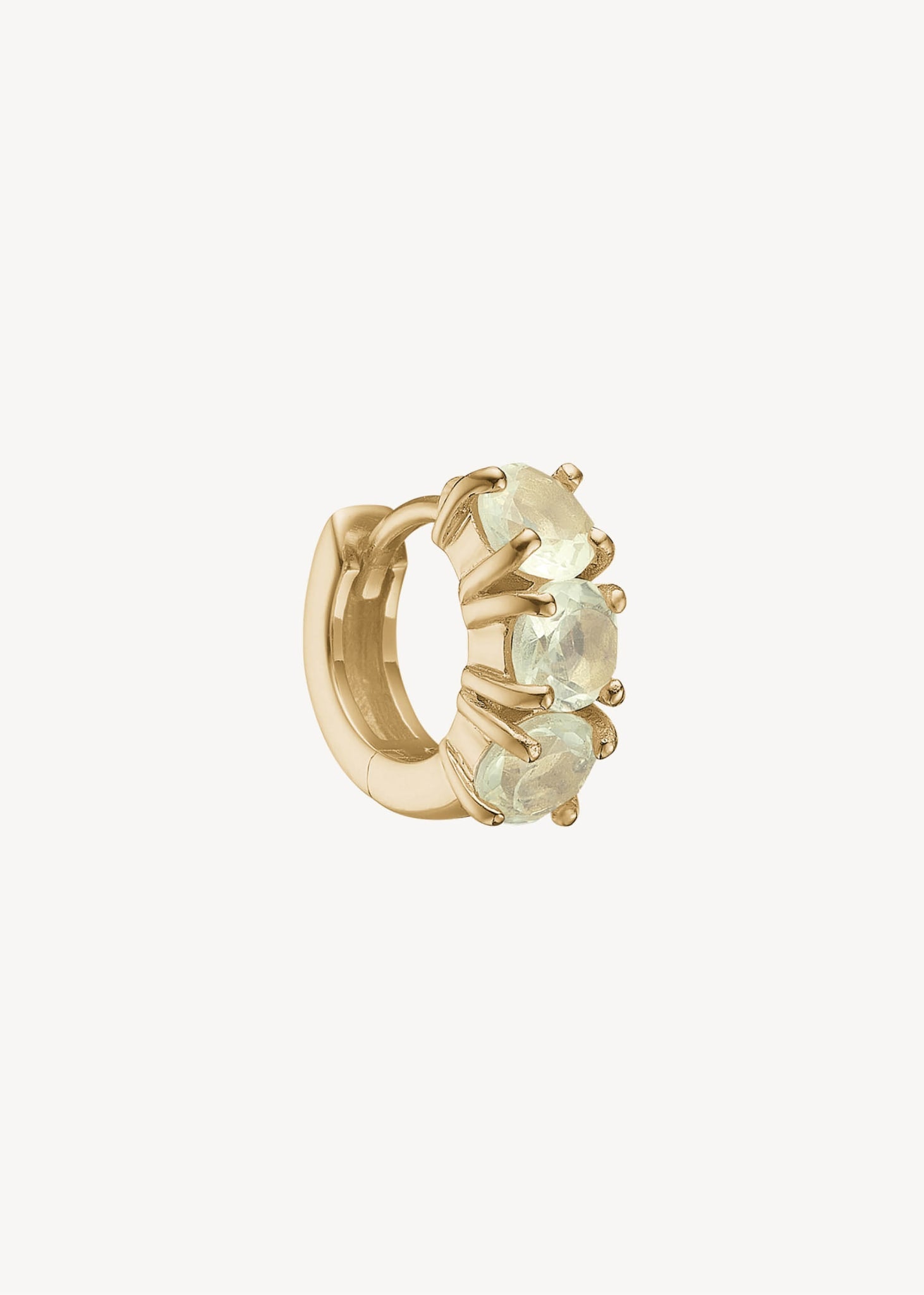 Gem huggie hoops med grøn lemon kvarts ædelsten i guldbelagt sterling sølv, elegant chunky gem huggie hoop med gule sten til ham og hende til festen og konfirmation