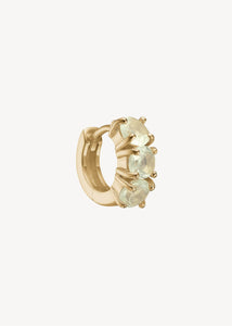 Gem huggie hoops med grøn lemon kvarts ædelsten i guldbelagt sterling sølv, elegant chunky gem huggie hoop med gule sten til ham og hende til festen og konfirmation