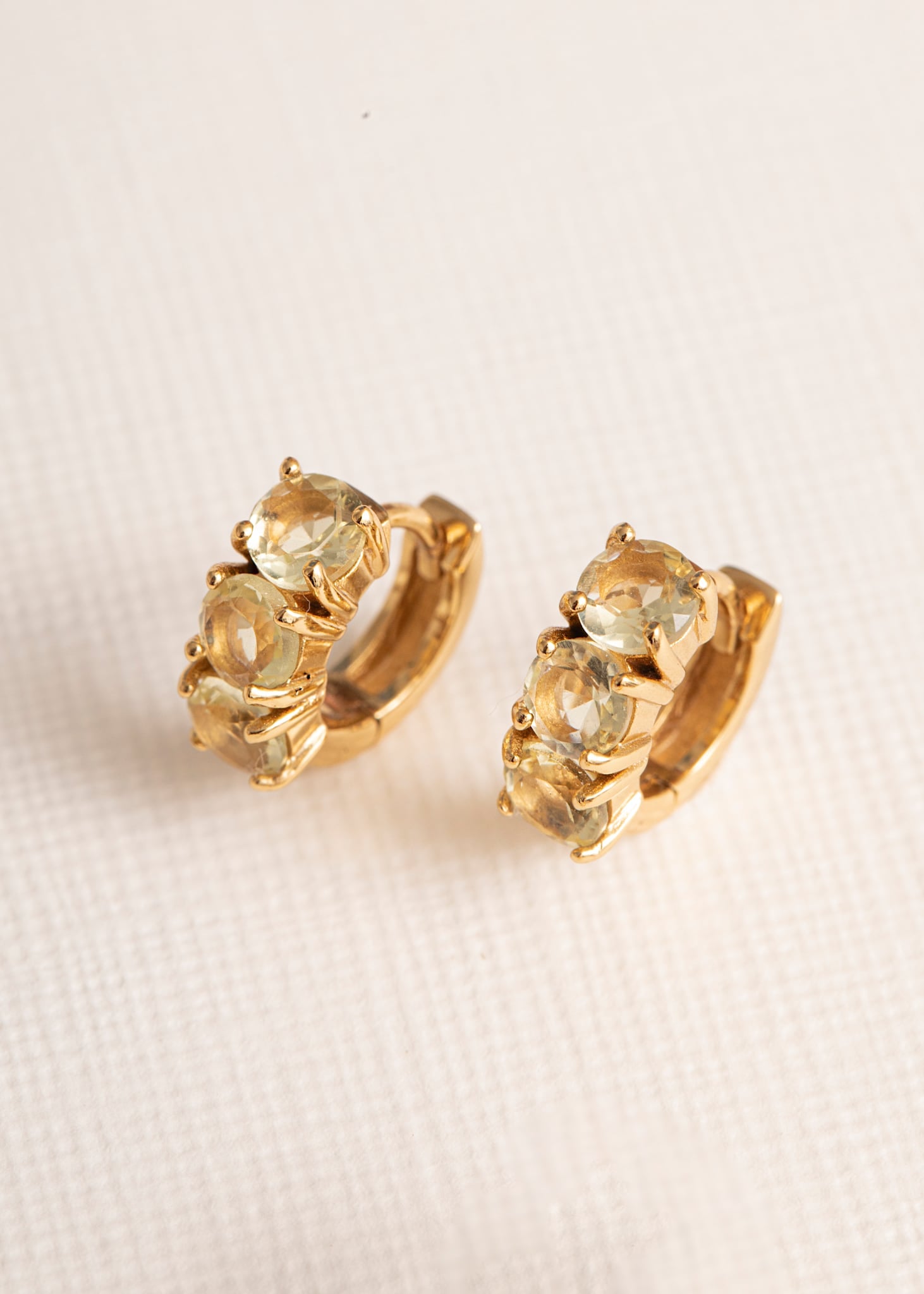 GEM hoop med Lemon Kvarts 1cm 1 stk - guldpläterad