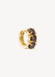 Gem huggie hoops med brune kvarts ædelsten i guldbelagt sterling sølv, elegant chunky gem huggie hoop med brune sten til ham og hende til festen