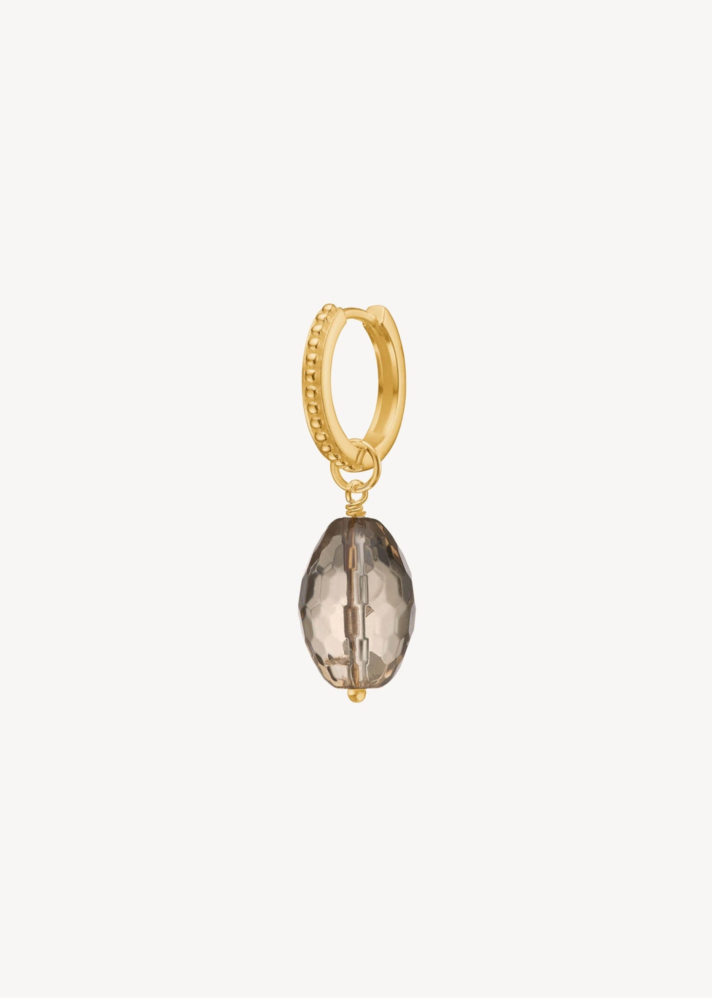 Hoops og charms øreringe til design din egen ørering koncept i guld med en stor lemon kvarts ædelsten til 200 kr 
