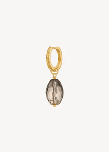 Hoops og charms øreringe til design din egen ørering koncept i guld med en stor lemon kvarts ædelsten til 200 kr 