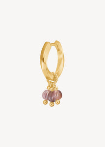 Charm til øreringe og hoops i guld med tre facetslebne pink spinel ædelsten til mænd og kvinder, perfekt gave til hende 