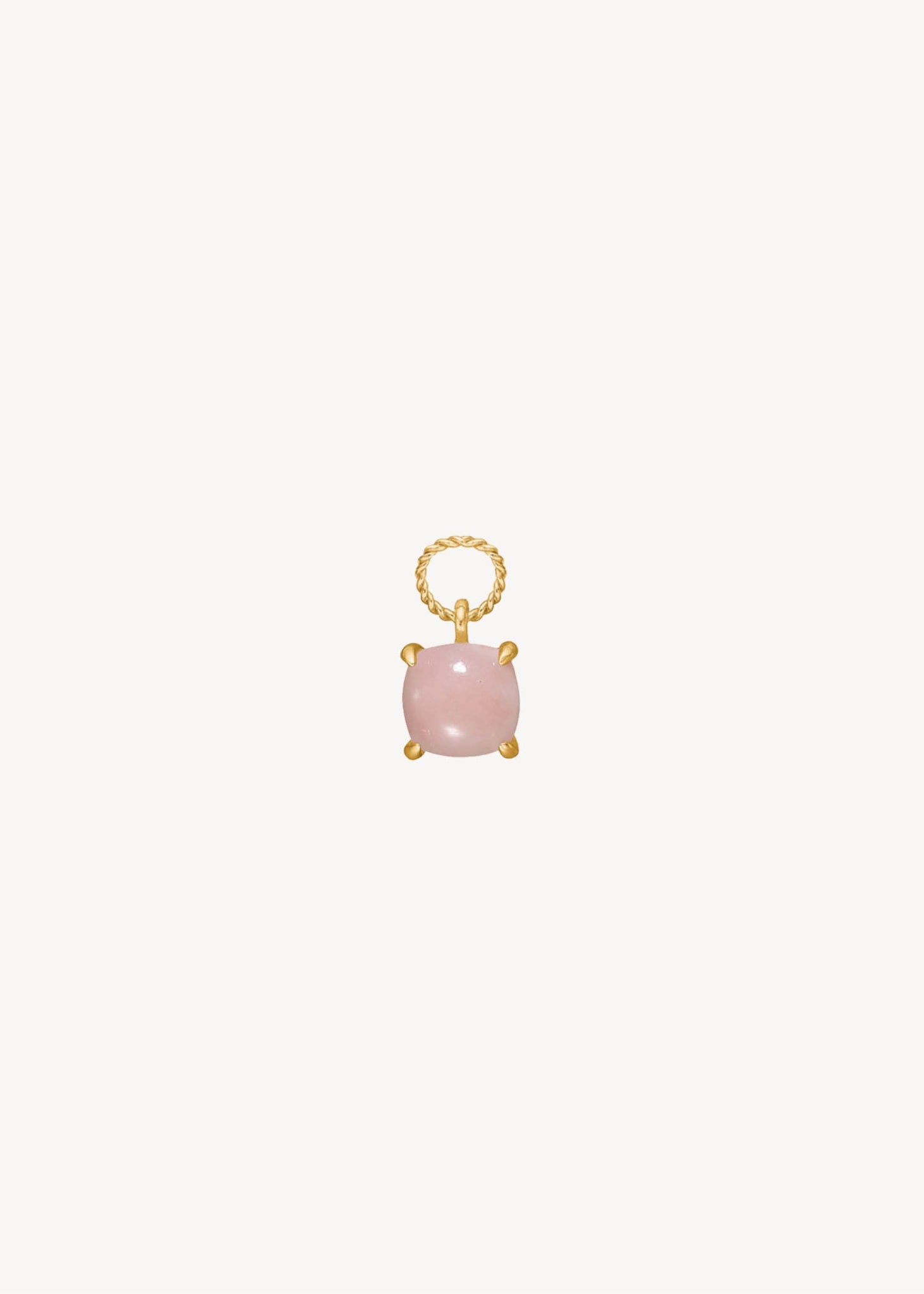Sødt charm til øreringe i guldbelagt sterling sølv med en rund lyserød opal ædelsten, der er oktobers fødselssten, perfekt gave til hende med oktobers fødselssten og gaven under 300 kr 