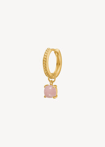 Hoop ørering i guldbelagt sterling sølv med pink opal charm til kvinder, perfekt til at bygge dine egne øreringe 