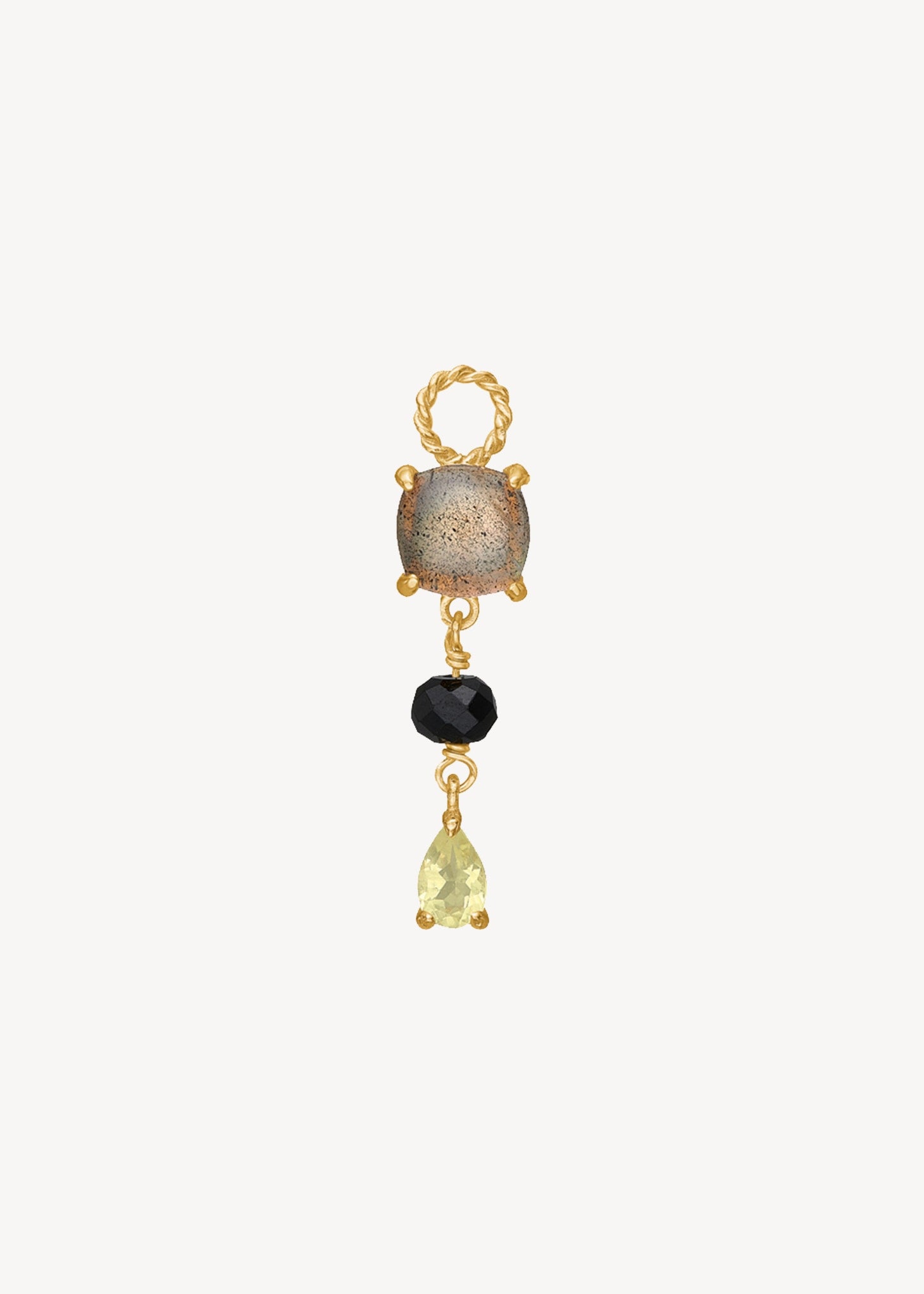 Charm til øreringe og hoops med labradorit, sort spinel og lemon kvarts ædelsten, perfekt gave til hende med lange hængeøreringe 