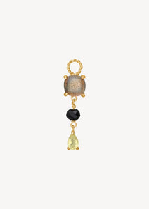 Charm til øreringe og hoops med labradorit, sort spinel og lemon kvarts ædelsten, perfekt gave til hende med lange hængeøreringe 