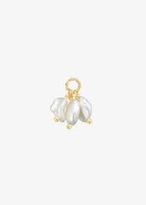 Perle charm til øreringe i guldbelagt sterling sølv med tre keshi ferskvandsperler, kan også bruges som vedhæng til halskæder, perfekt gave til hende, perleøreringe til bryllup, smykker til konfirmanden 