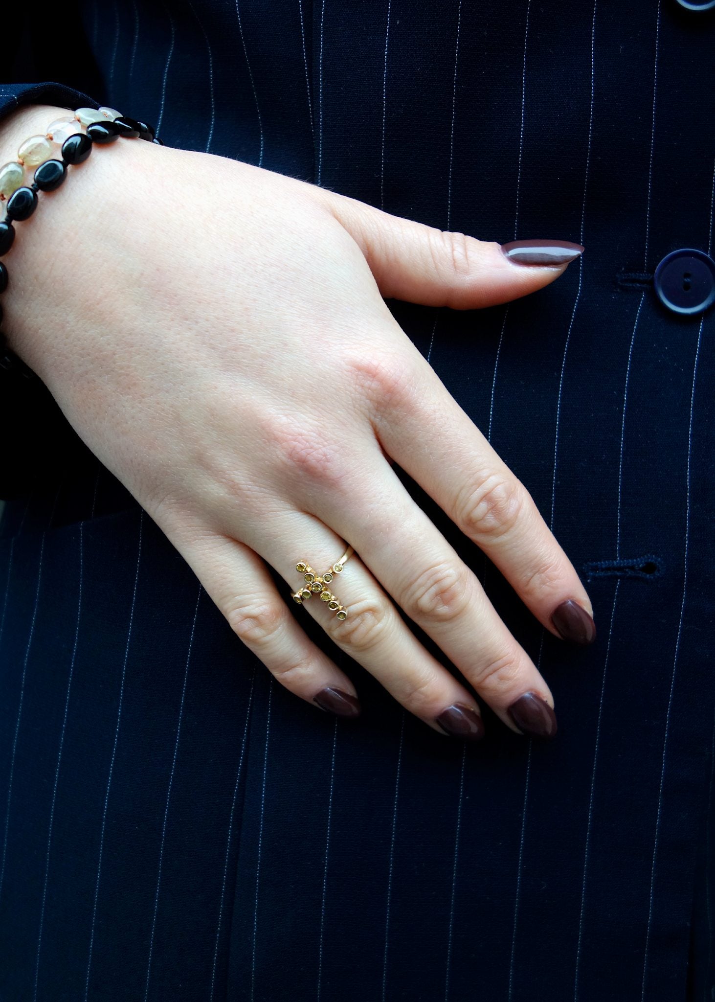 Croix ring med citrin - guldpläterad