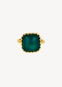 Lauren ring med Grön Agat - guldpläterad