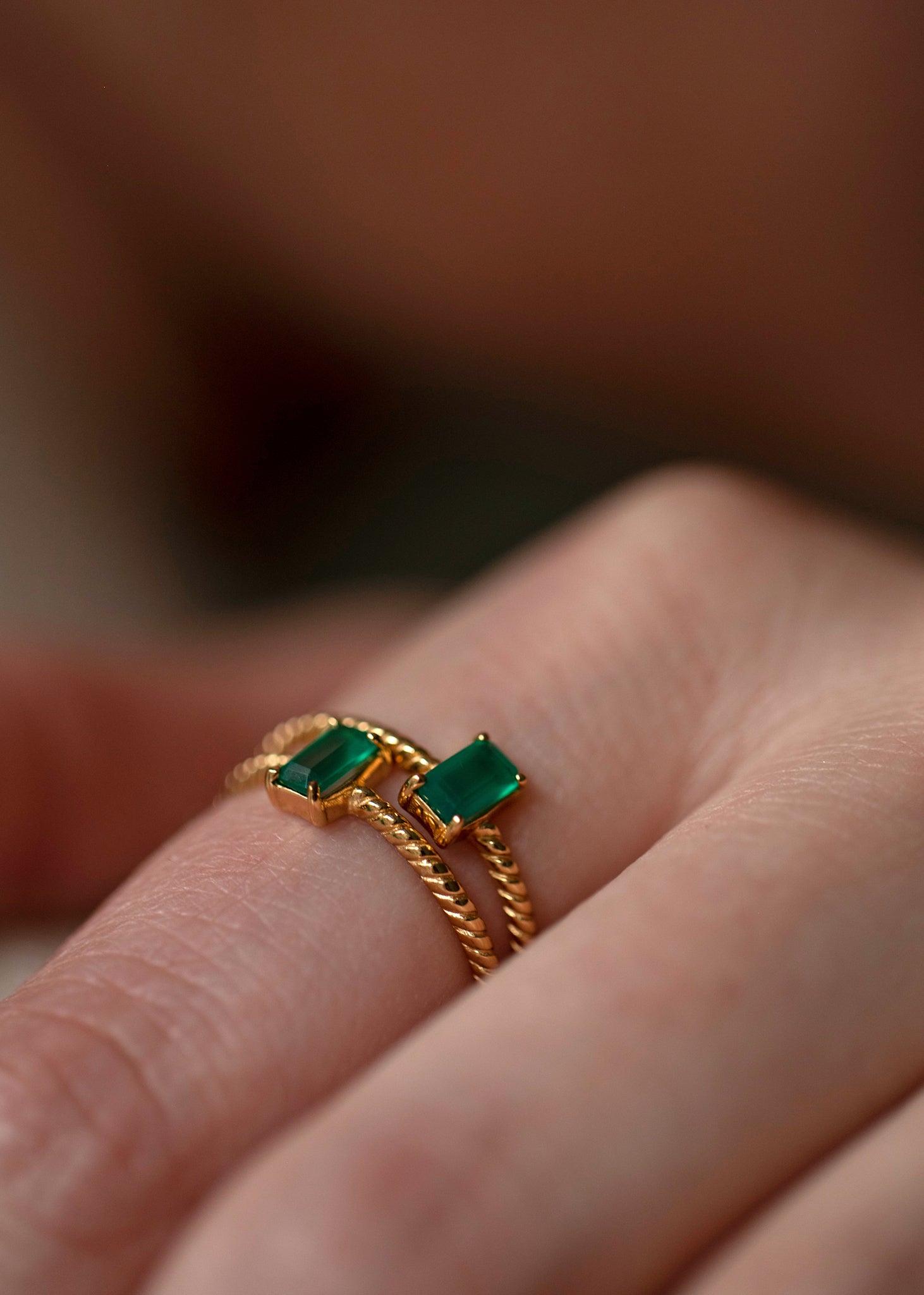 Alaia ring med grön agat - guldpläterad