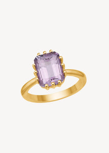 guldbelagt sterling sølv statement ring til mænd og kvinder med februars fødselssten, lilla ametyst ædelsten, perfekt gave til hende og gave til ham 