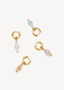 Lantern charms fra carré jewellery med akvamarin, citrin og perler med guld hoops