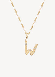 Bogstavsvedhæng til halskæder og armbånd i ægte 10 karat guld med bogstavet W sat med tre diamanter, perfekt gave til hende, dåbsgave og gave til mor