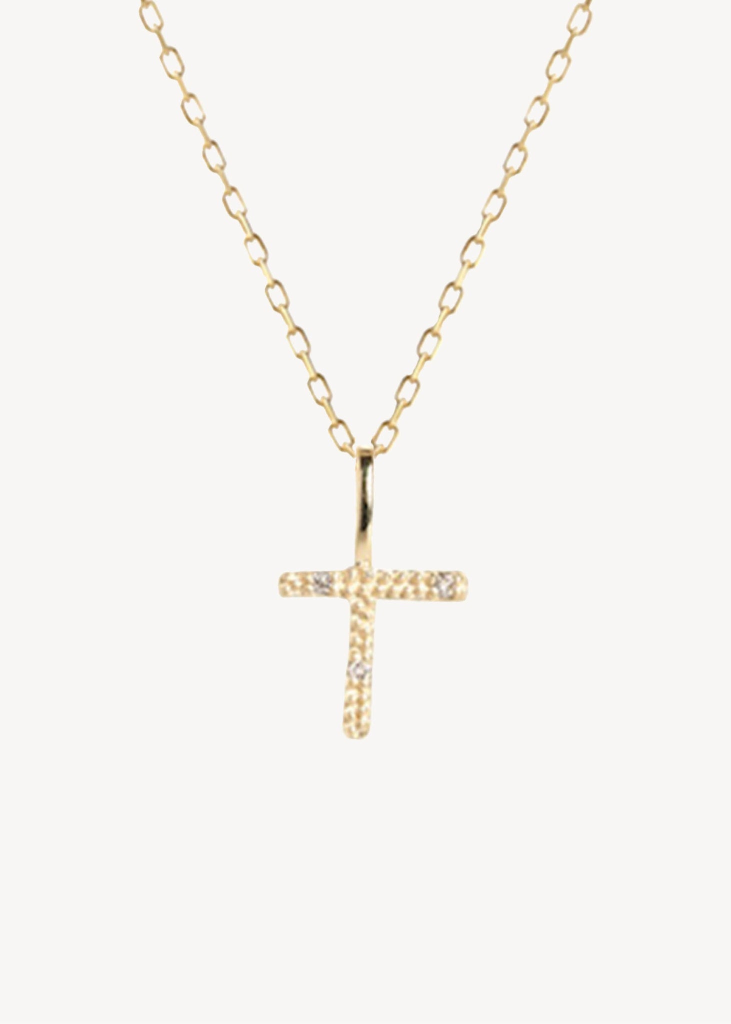 Bogstavsvedhæng til halskæder og armbånd i ægte 10 karat guld med bogstavet T sat med tre diamanter, perfekt gave til hende, dåbsgave og gave til mor, kan også bruges som et kors vedhæng i guld 