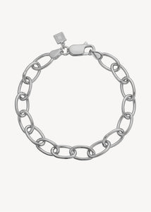 Chunky armbånd til mænd og kvinder i 925 sterling sølv med oval belcher kæde og spring lås, perfekt gave til hende under 800 kr