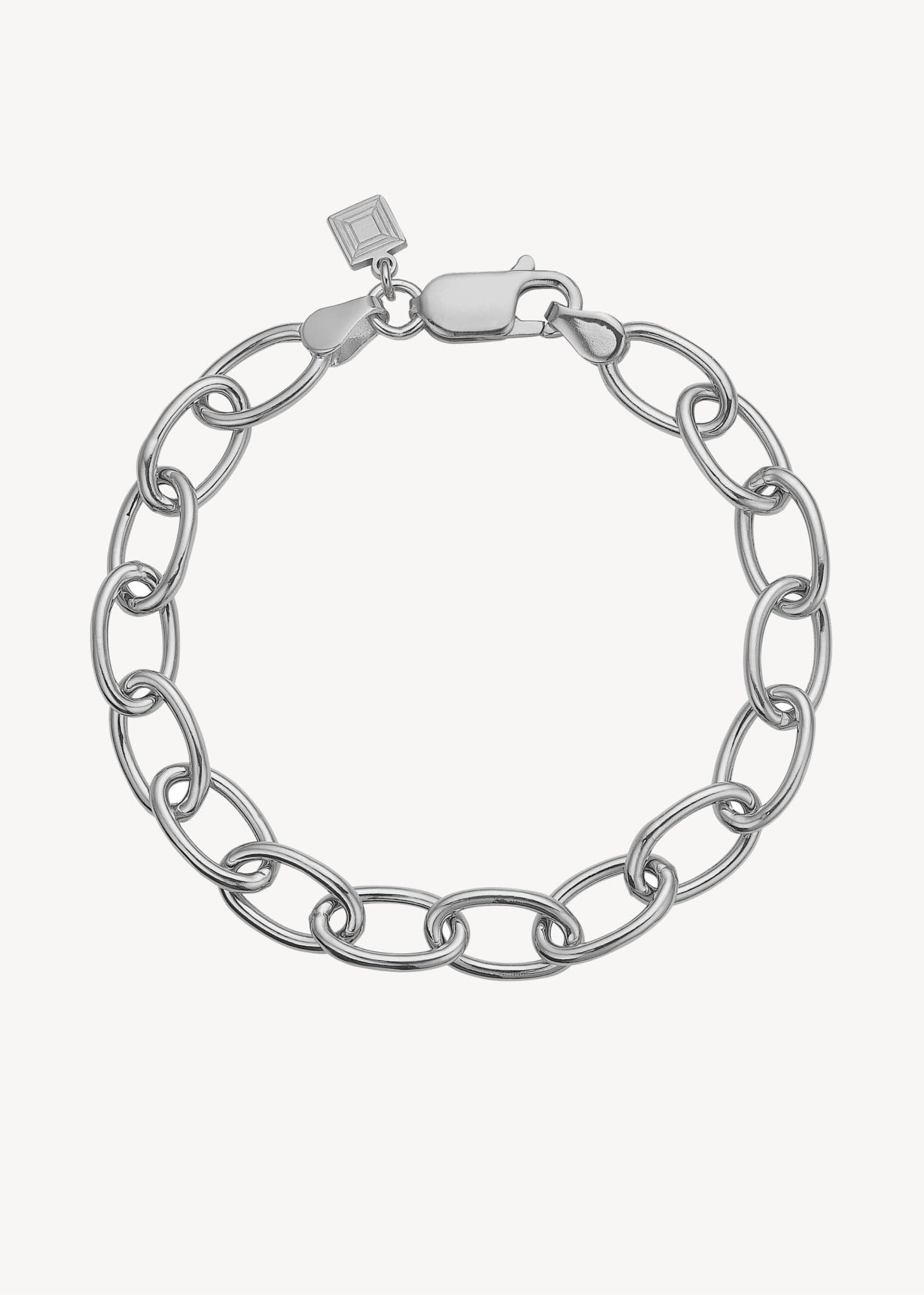 Chunky armbånd til mænd og kvinder i 925 sterling sølv med oval belcher kæde og spring lås, perfekt gave til hende under 800 kr
