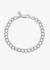 Smukt armbånd i sterling sølv med dobbelt rombo led i chunky stil, perfekt gave til ham og gave til hende i sølv