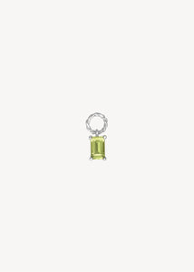 Charm til øreringe og hoops i sterling sølv sat med augusts fødselssten, grøn peridot, perfekt gave til hende og gave til ham og gave med fødselssten for august 