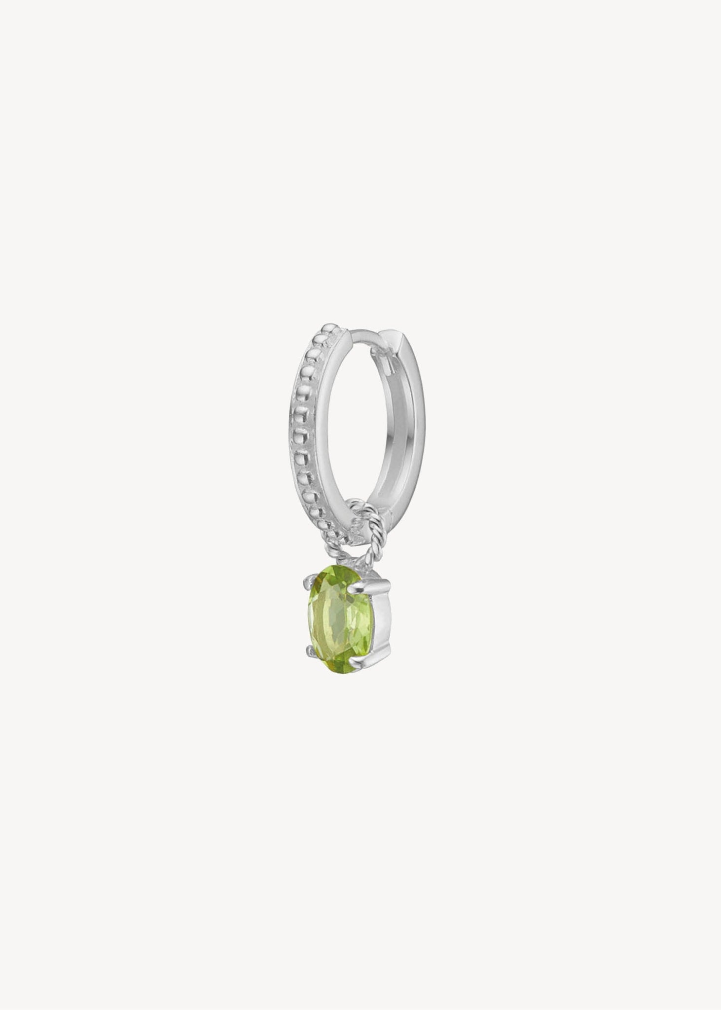 Hoop ørering i sterling sølv med grøn peridot charm til ham og hende 