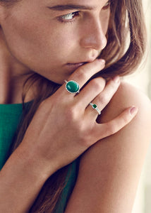Ceos ring med Grön Agat - silver