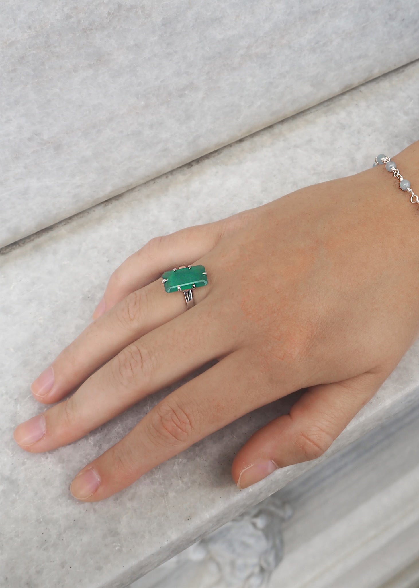 Courage ring med Grön Agat - silver