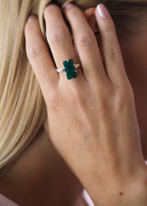 Courage ring med Grön Agat - silver